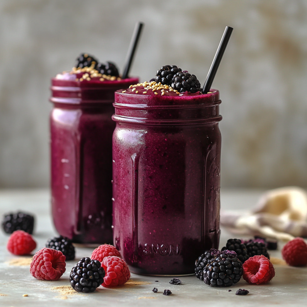 14. Black sesame berry bliss smoothie